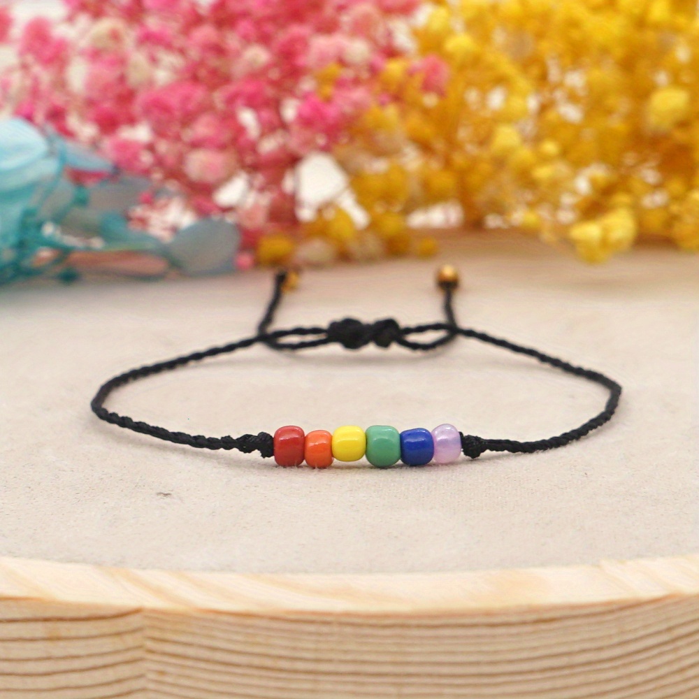 Adjustable Glass Bead Bracelet LGBTQ Pride